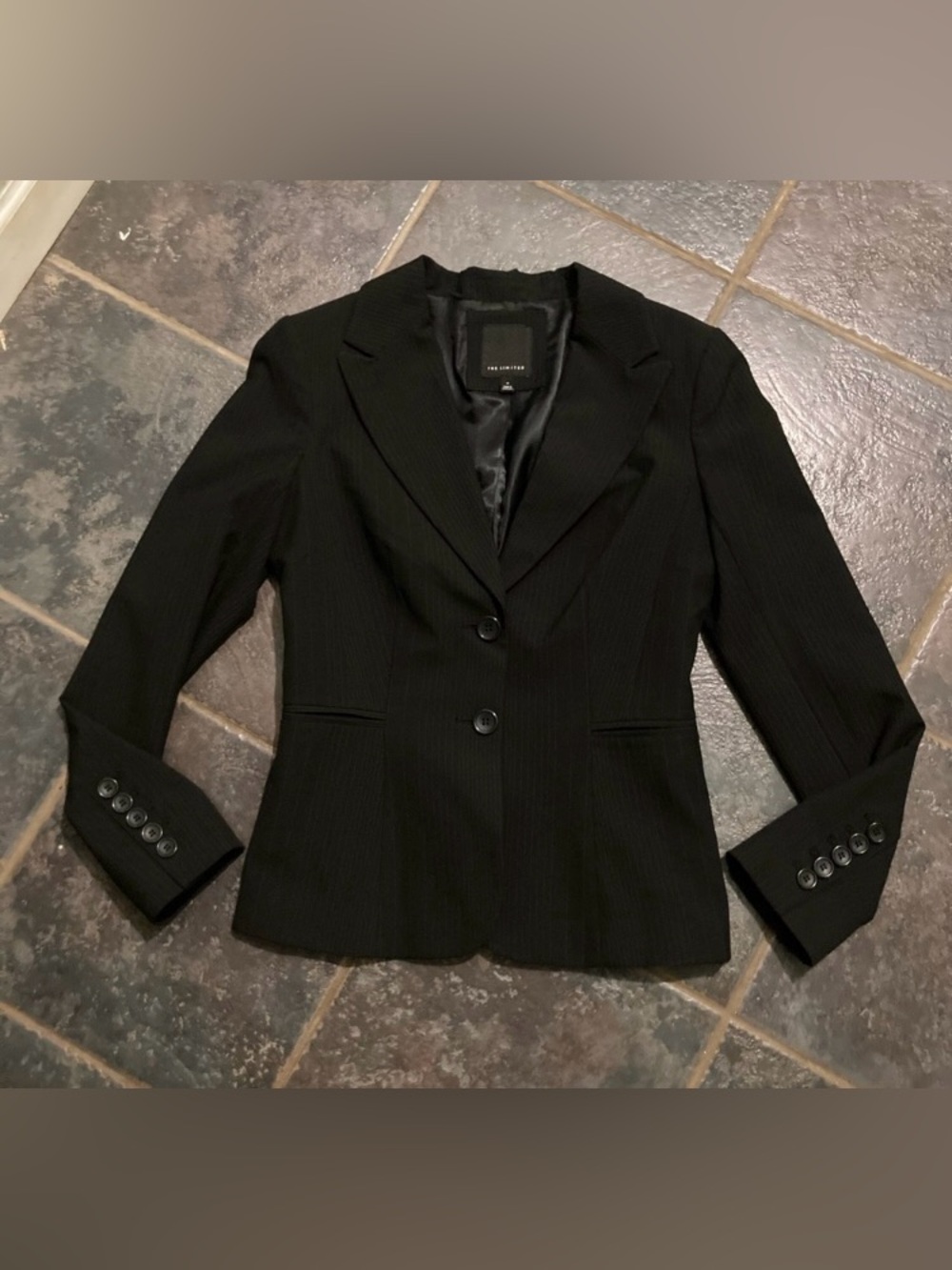 The Limited Black Women's Pinstriped Tailored Blazer Size 4